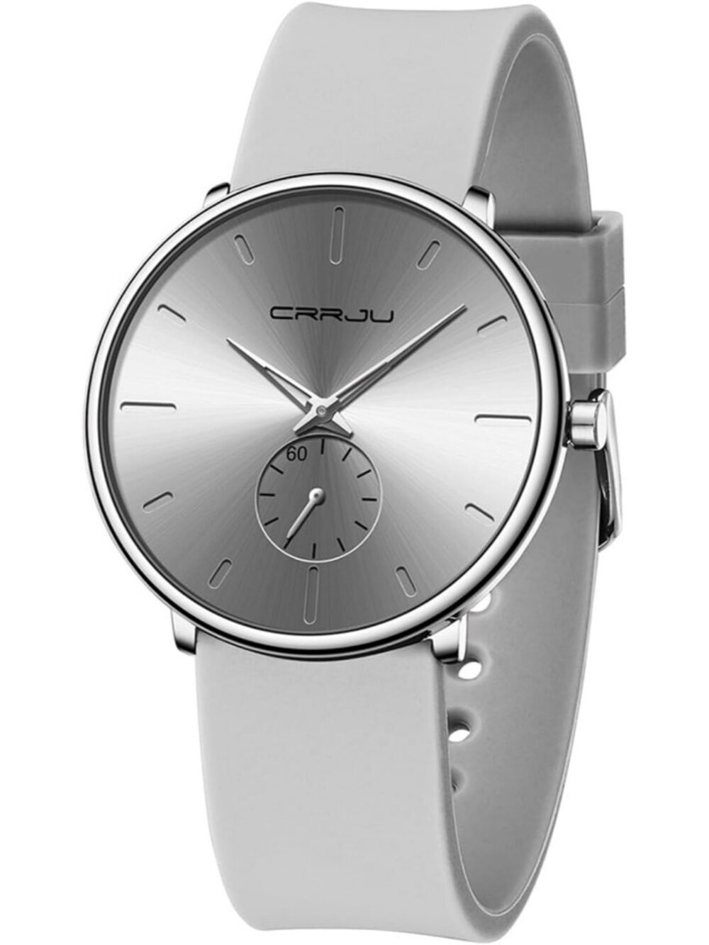 Unisex Grey Quartz Waterproof Ultra Thin Silicone Band Stylish Wrist Watch